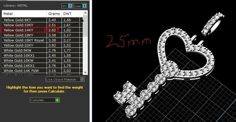 25mm - 1 inch Heart Key Pendant 3D model_1