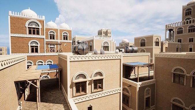 Yemen Buildings Modular Collection Low-poly 3D model 4