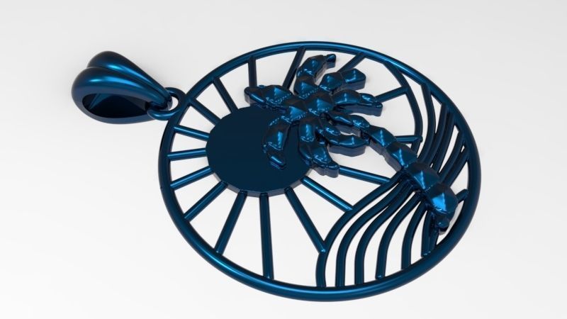 Sun Palm Tree Necklace Charm Pendant Jewelry 3D print model_22