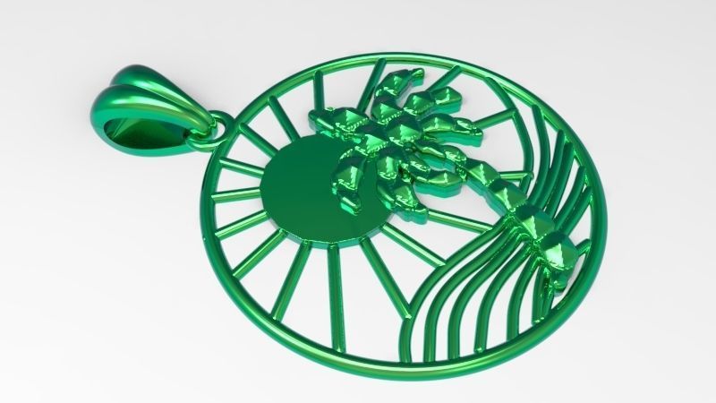 Sun Palm Tree Necklace Charm Pendant Jewelry 3D print model_21