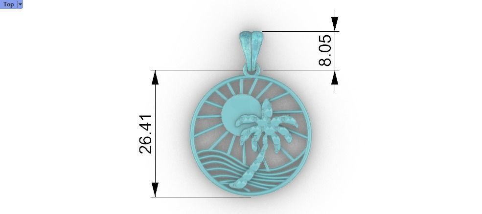 Sun Palm Tree Necklace Charm Pendant Jewelry 3D print model_9