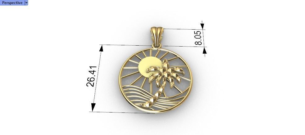Sun Palm Tree Necklace Charm Pendant Jewelry 3D print model_11