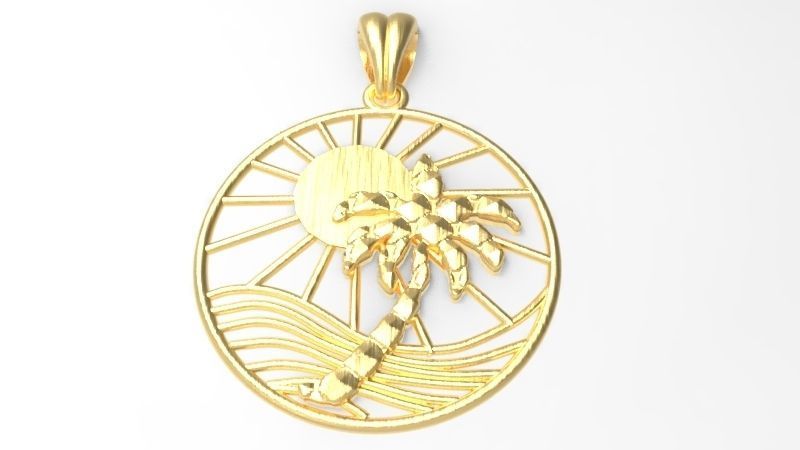 Sun Palm Tree Necklace Charm Pendant Jewelry 3D print model_16