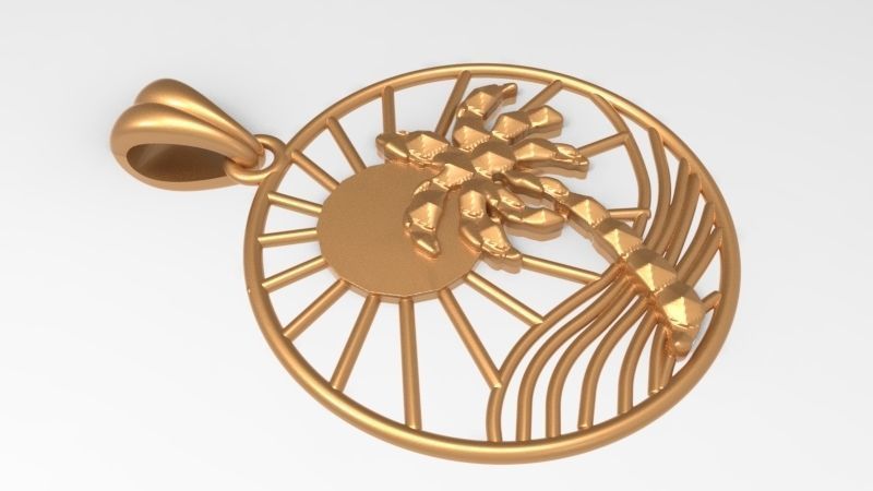 Sun Palm Tree Necklace Charm Pendant Jewelry 3D print model_5