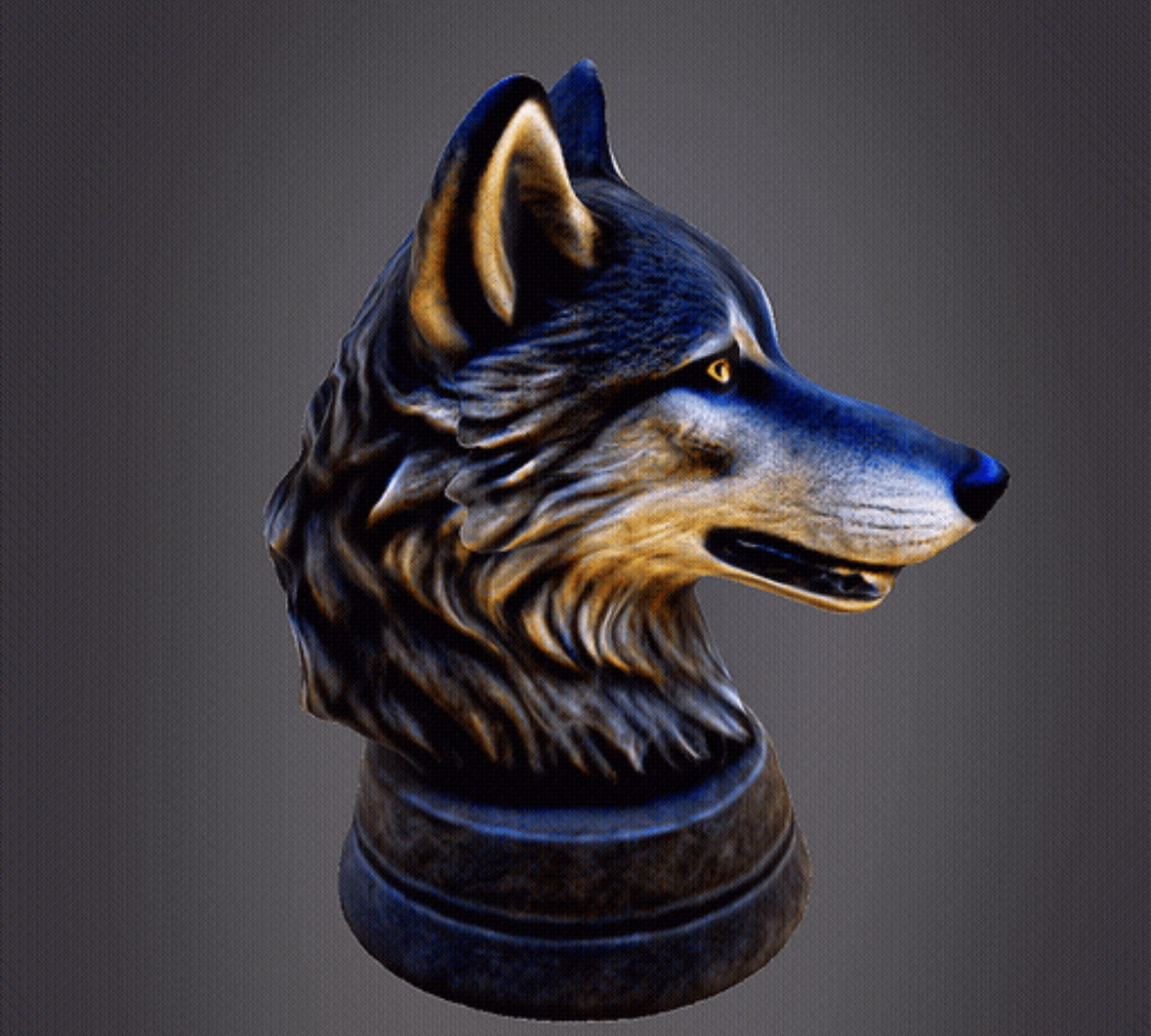 Wolf 3d Bust 3D print model_4