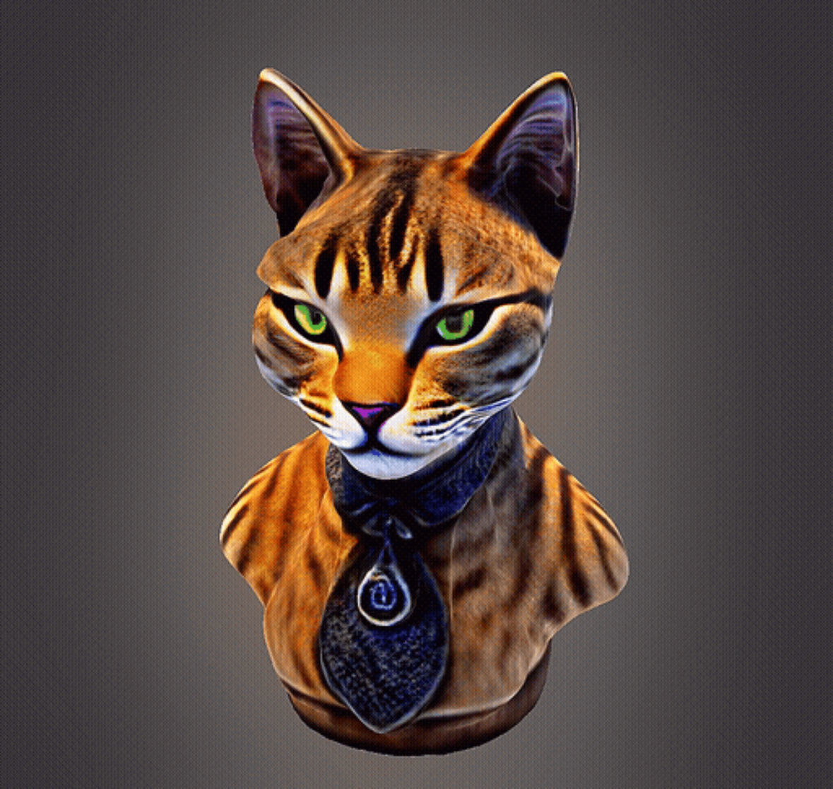 Cat bust 3D print model_4