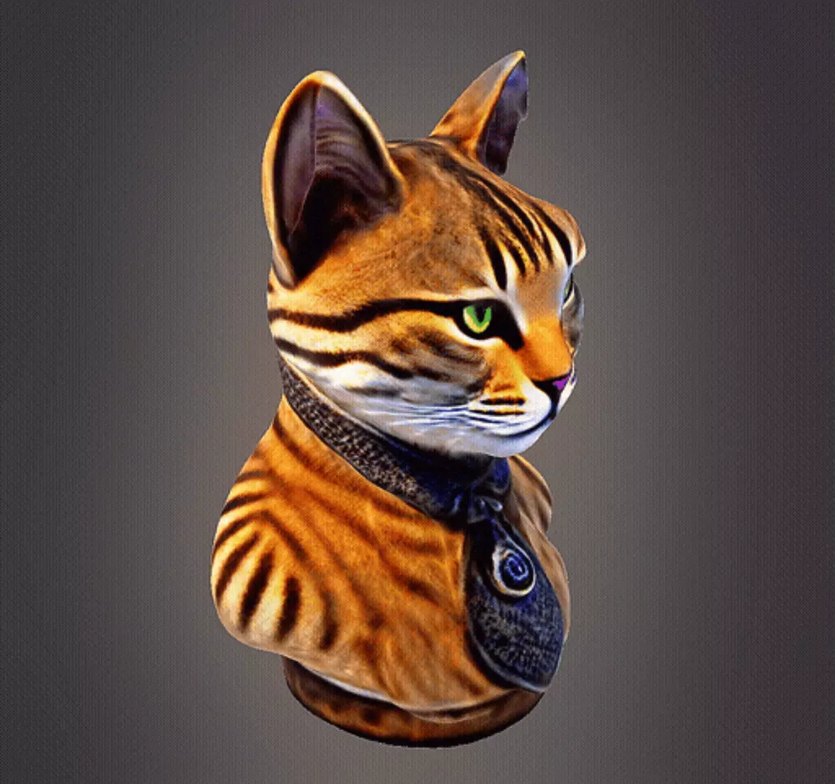Cat bust 3D print model_0