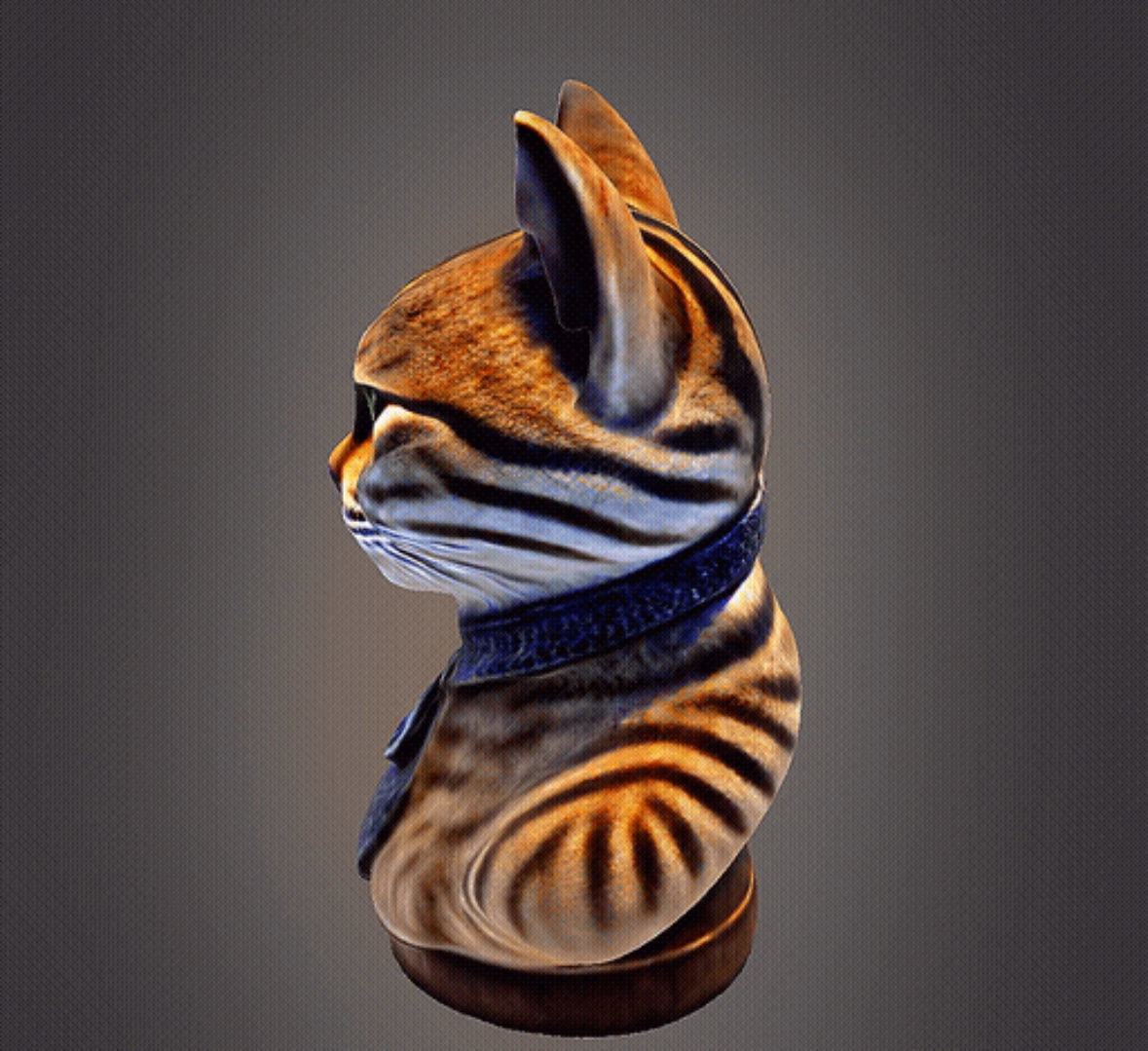 Cat bust 3D print model_3