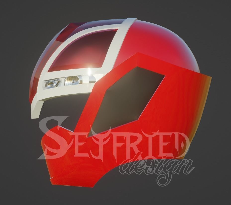 Mashin Sentai Kiramager Kira Red cosplay helmet STL file 3D print model_2