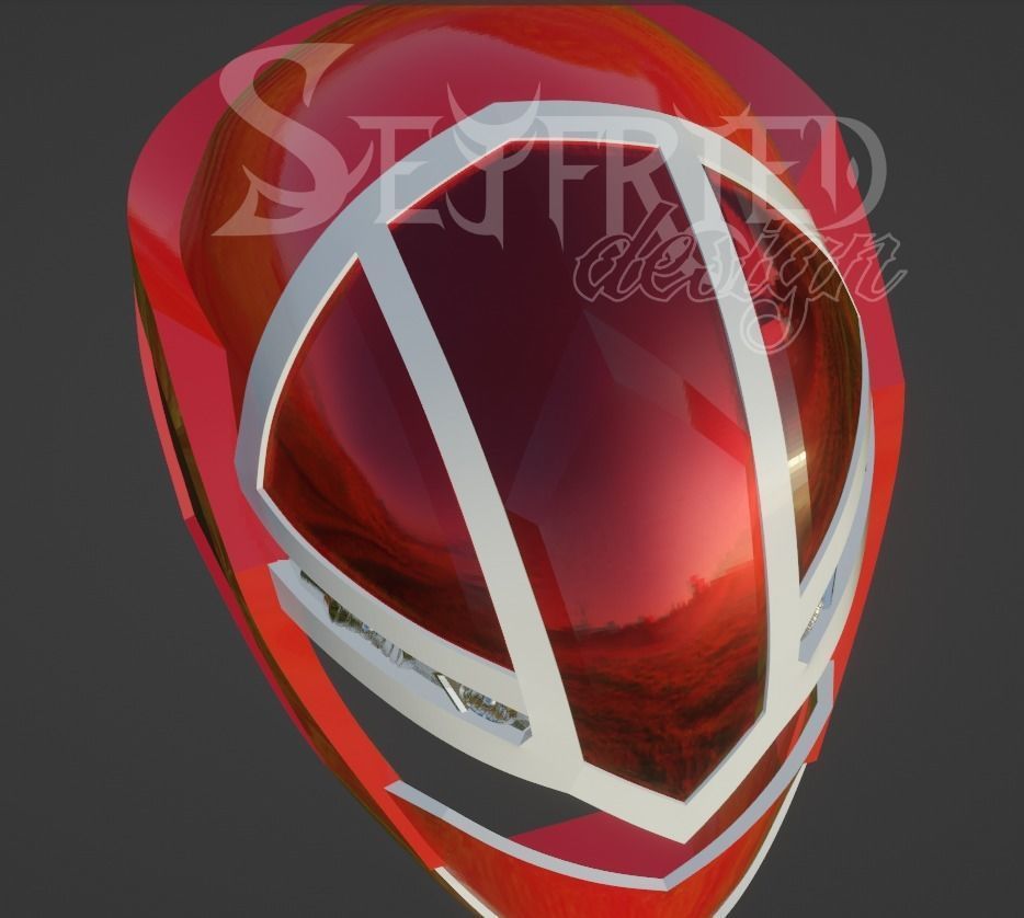Mashin Sentai Kiramager Kira Red cosplay helmet STL file 3D print model_5