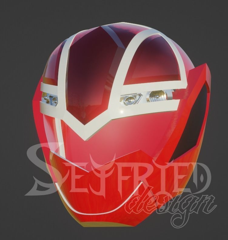 Mashin Sentai Kiramager Kira Red cosplay helmet STL file 3D print model_3