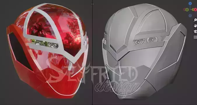 Mashin Sentai Kiramager Kira Red cosplay helmet STL file 3D print model