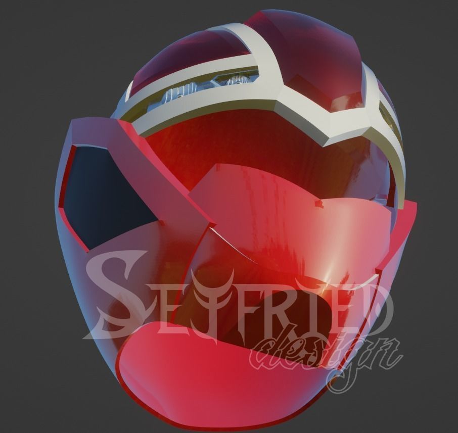 Mashin Sentai Kiramager Kira Red cosplay helmet STL file 3D print model_6