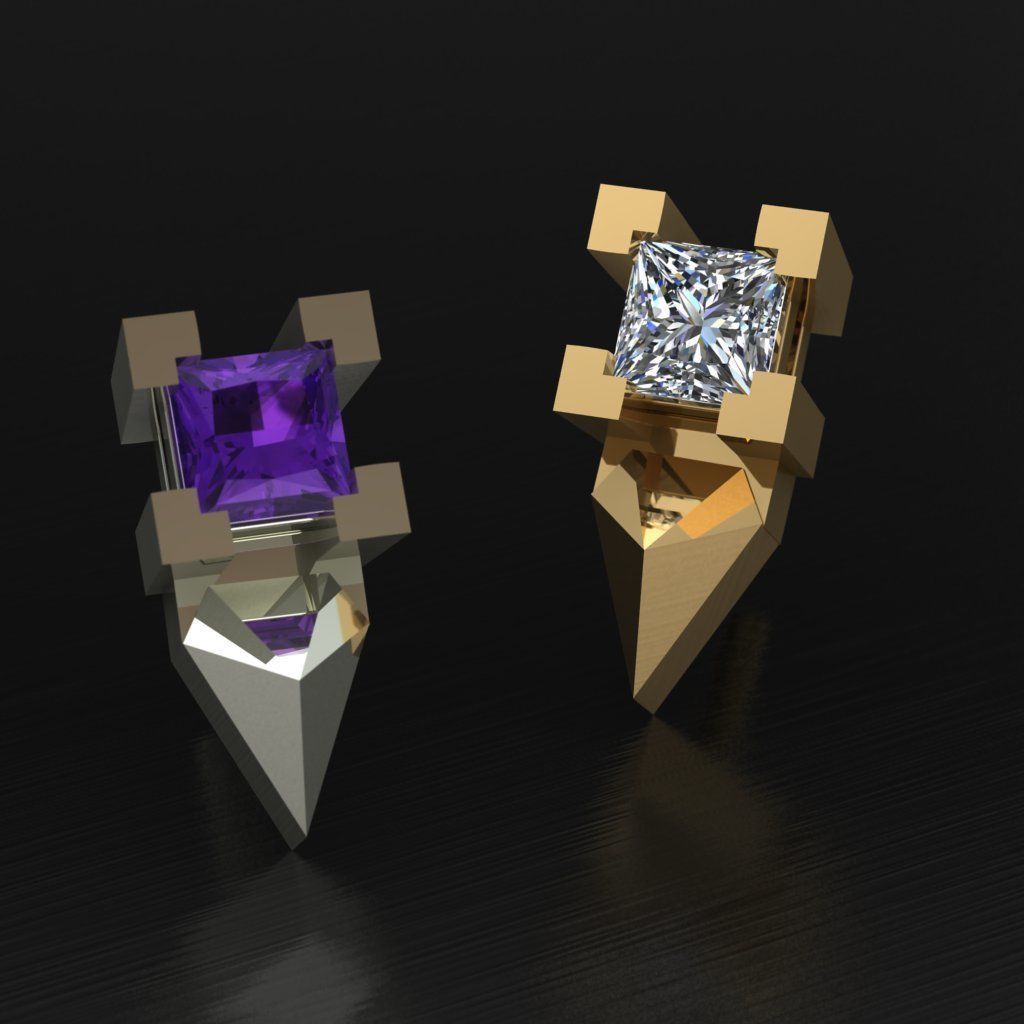 Piercing Diamond Setting 8 Pieces 3D print model 3D print model_10