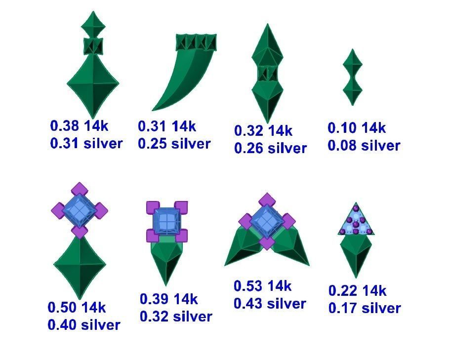 Piercing Diamond Setting 8 Pieces 3D print model 3D print model_1