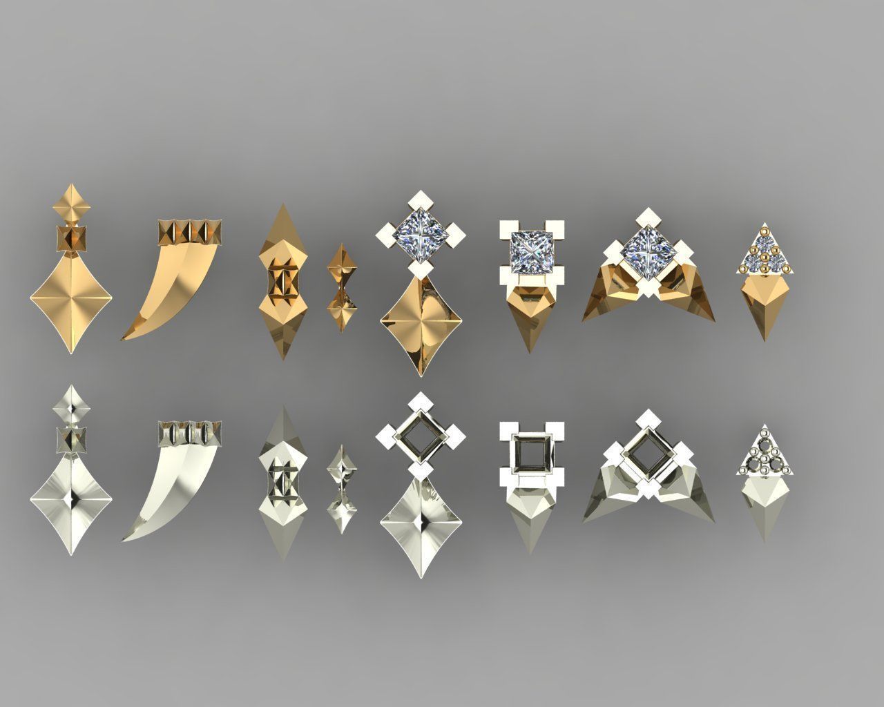 Piercing Diamond Setting 8 Pieces 3D print model 3D print model_13