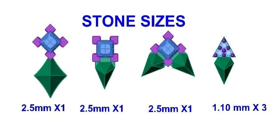 Piercing Diamond Setting 8 Pieces 3D print model 3D print model_3