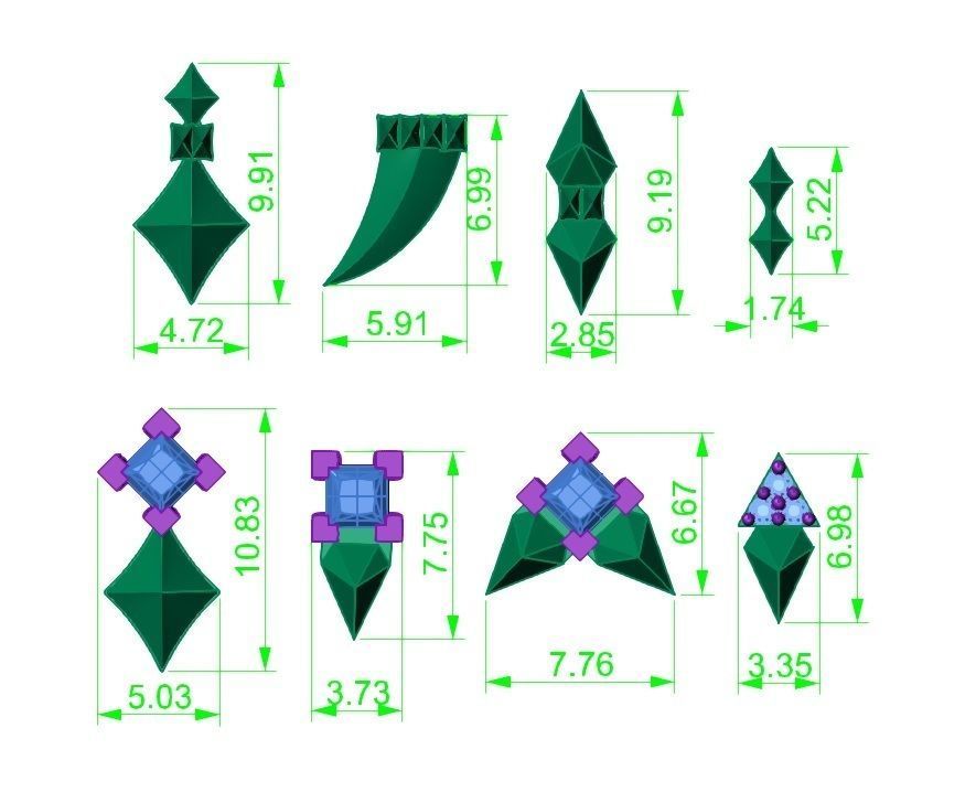 Piercing Diamond Setting 8 Pieces 3D print model 3D print model_2