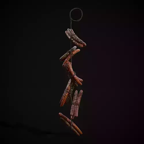 Hanging Smoked Sausages Low-poly 3D model
