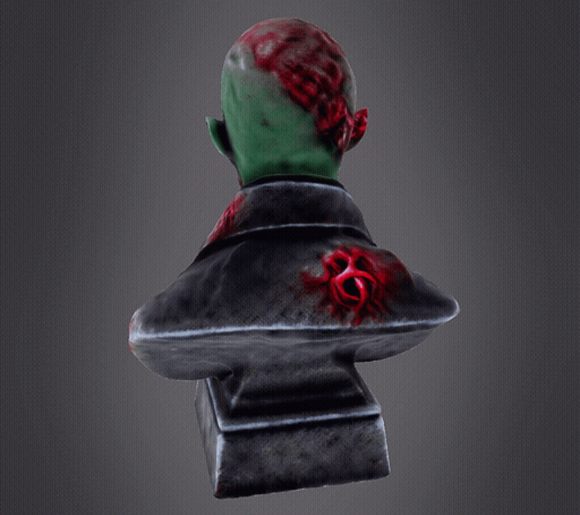 Zombie bust 3D print model_8