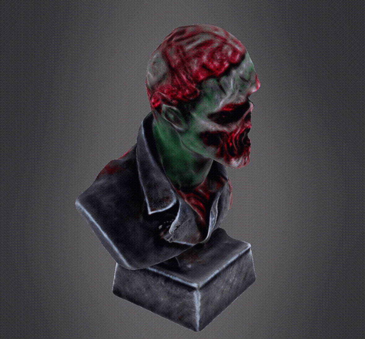 Zombie bust 3D print model_4