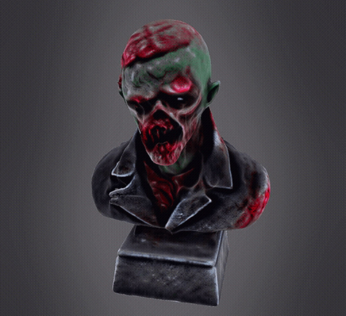 Zombie bust 3D print model_2