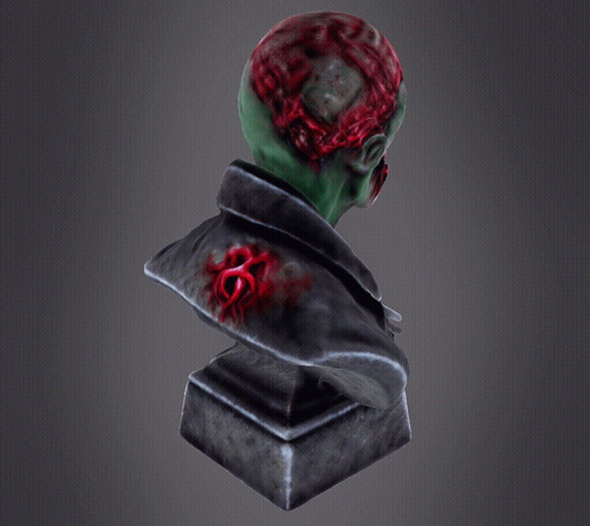 Zombie bust 3D print model_6