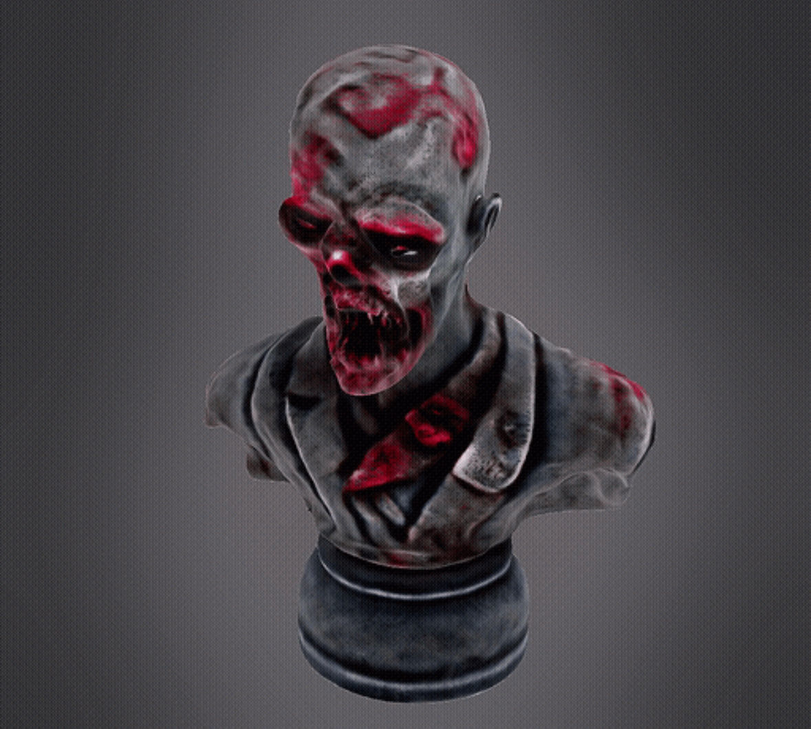 Zombie bust 3D print model_5