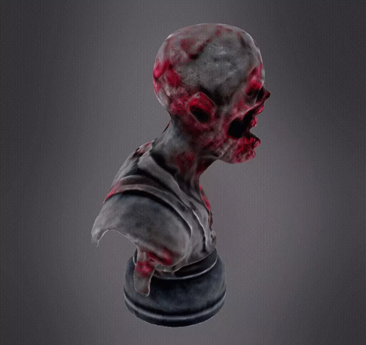Zombie bust 3D print model_0