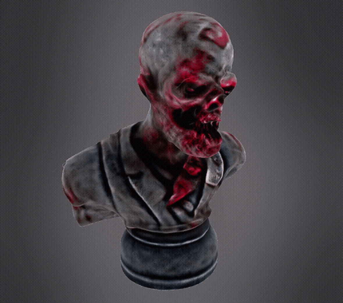 Zombie bust 3D print model_1