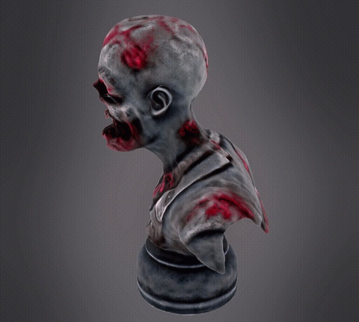 Zombie bust 3D print model_3