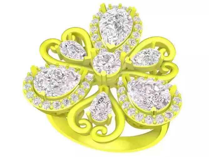 A4805 Diamond Pear Heart Women Fashion Ring