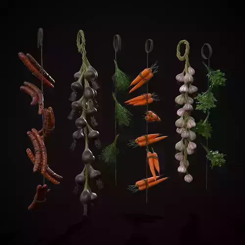 Six Hanging Food Stuffs  3D Model Collection