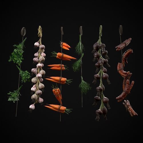 Six Hanging Food Stuffs  3D Model Pack 4