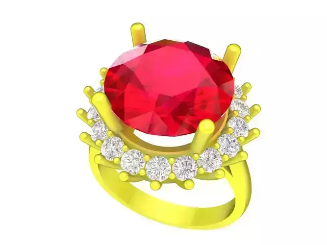 A4802 Big Diamond Halo Women Ring