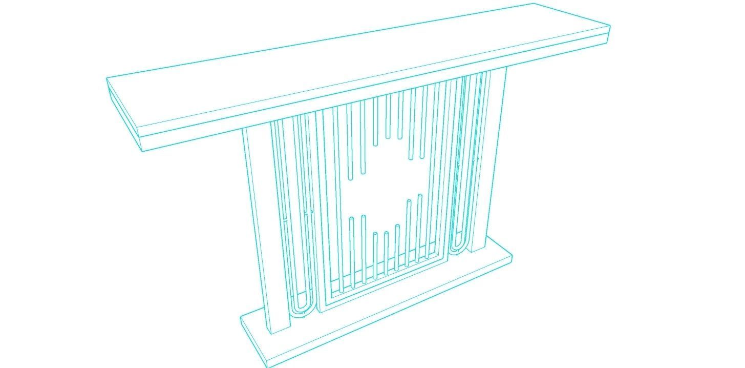 Console table minimalist modern with marble white carrara 3D model_3
