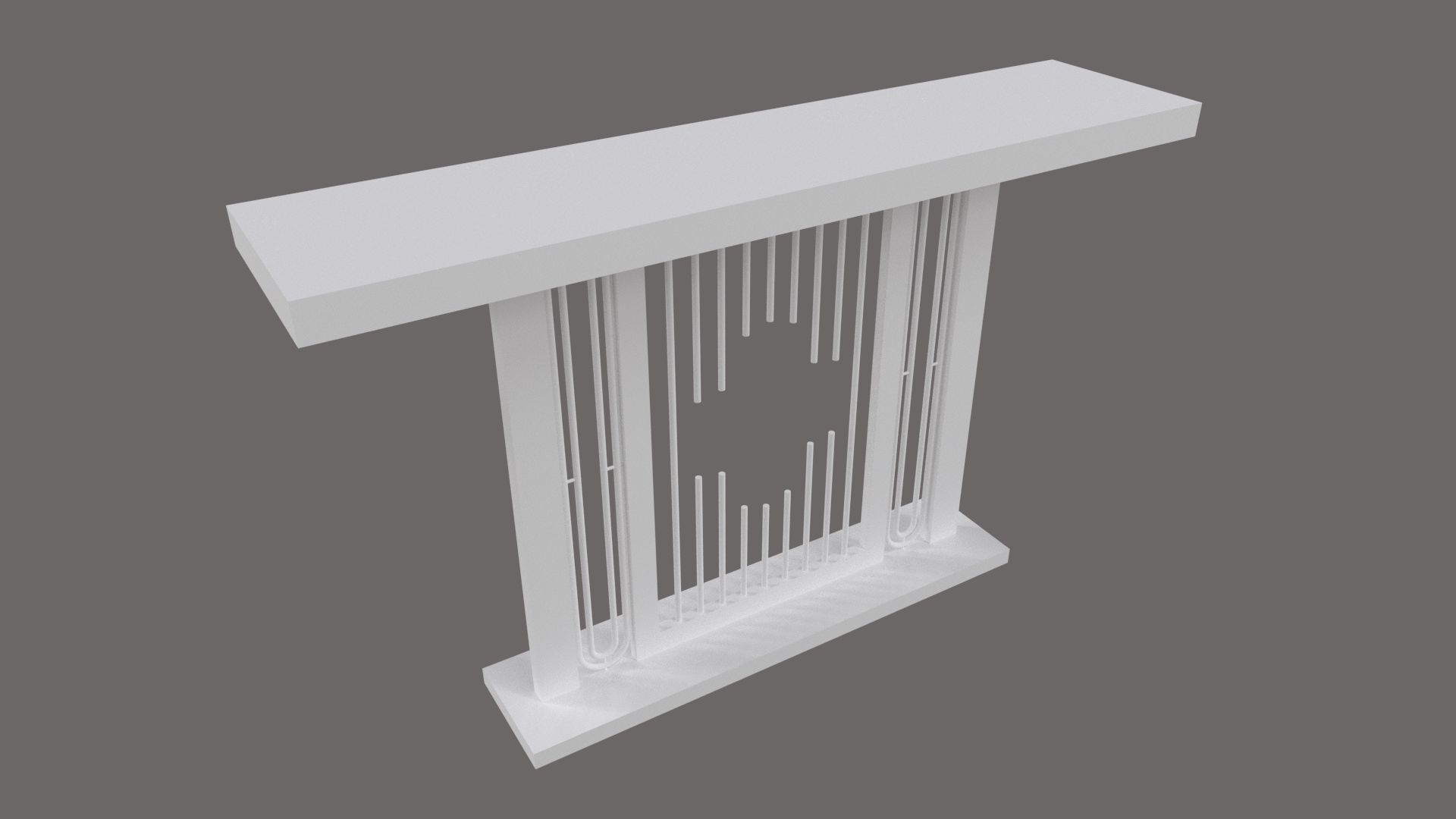 Console table minimalist modern with marble white carrara 3D model_4