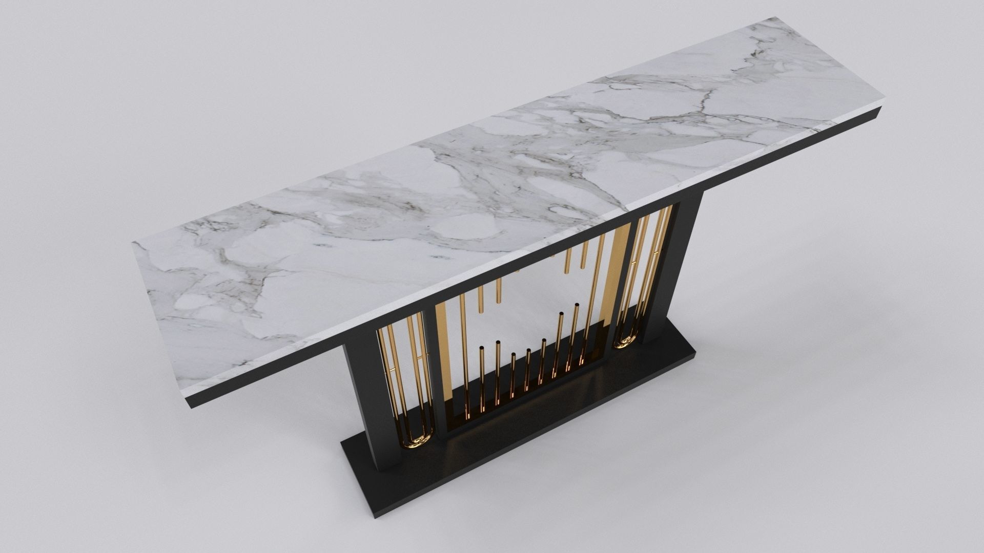 Console table minimalist modern with marble white carrara 3D model_9