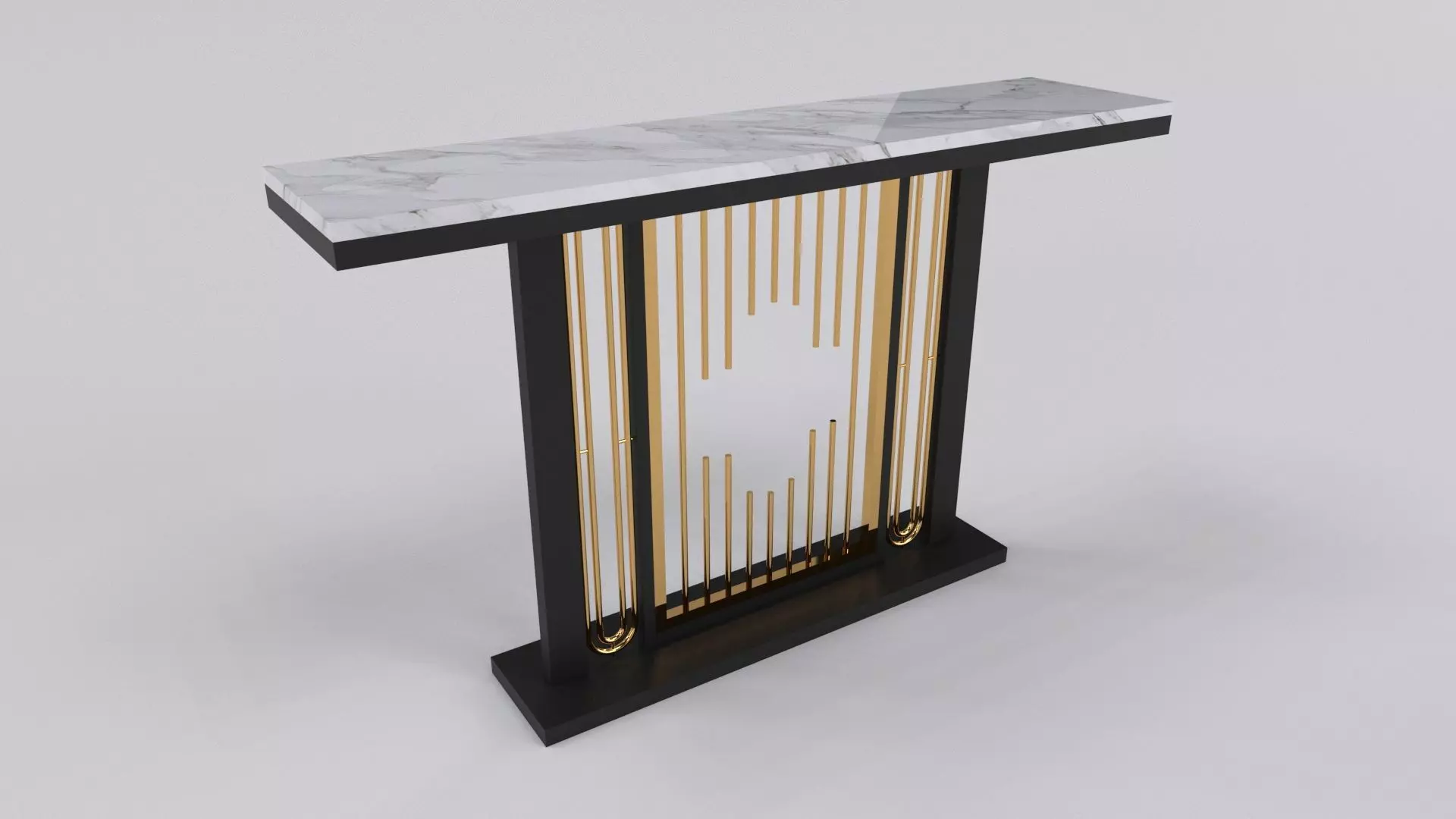 Console table minimalist modern with marble white carrara 3D model_0