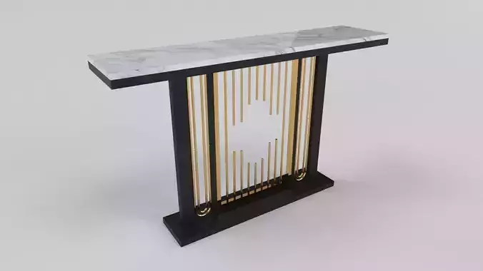 Console table minimalist modern with marble white carrara