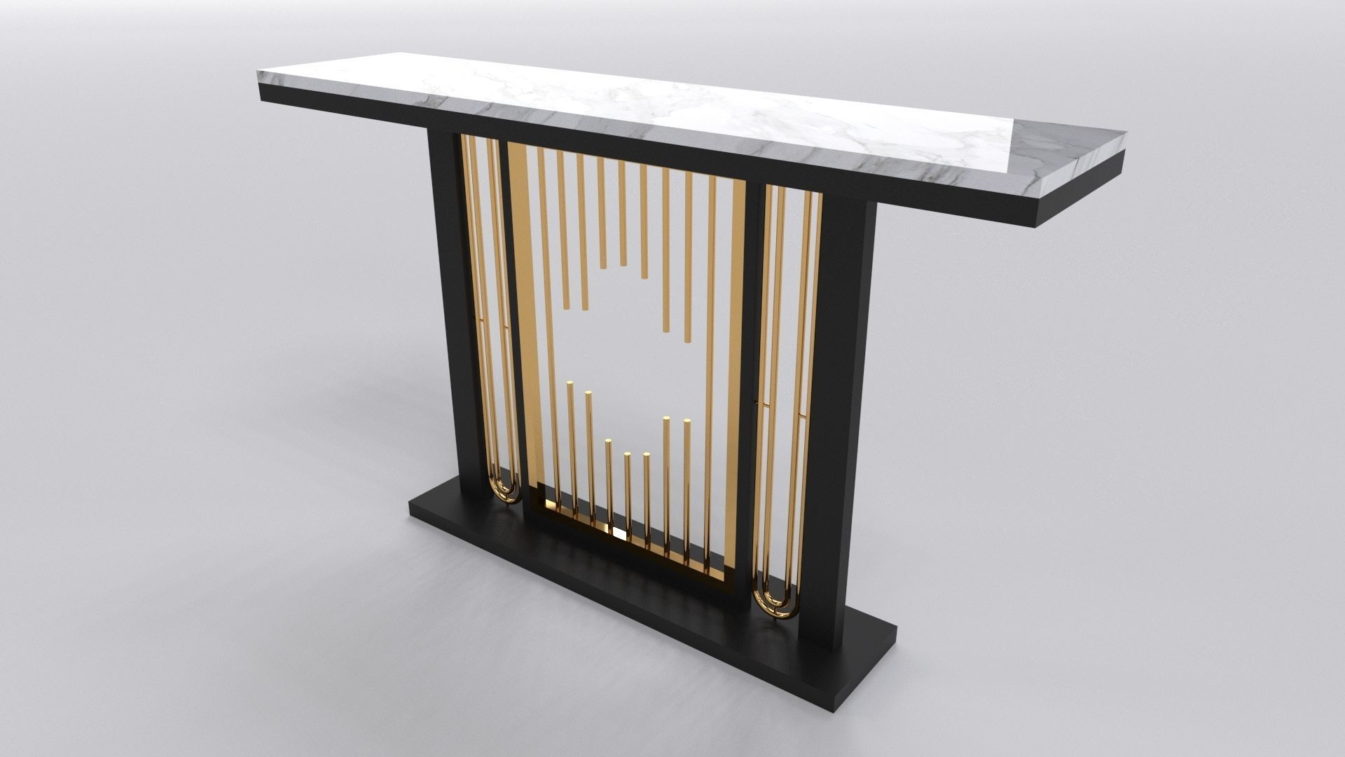 Console table minimalist modern with marble white carrara 3D model_7