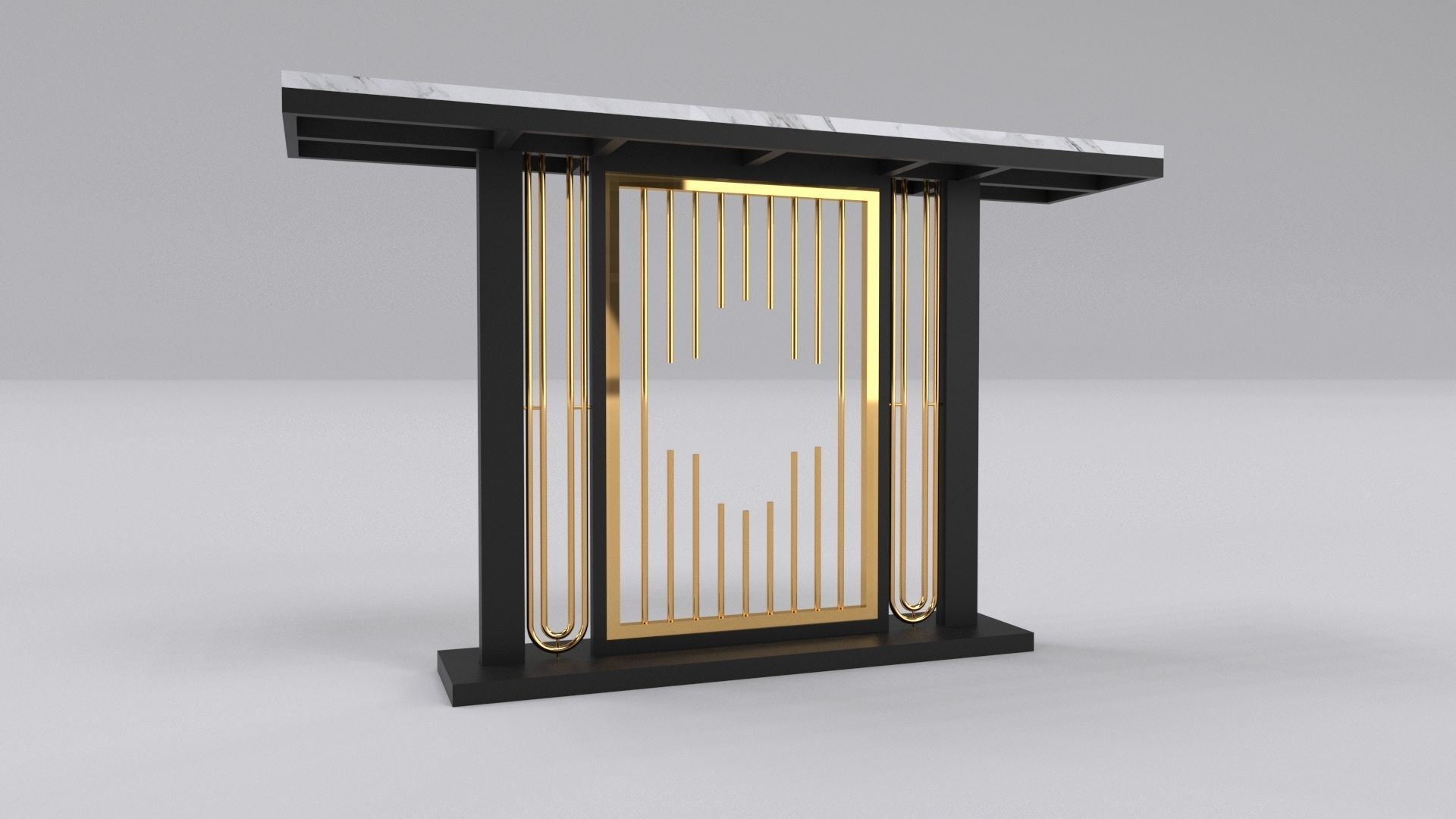 Console table minimalist modern with marble white carrara 3D model_6