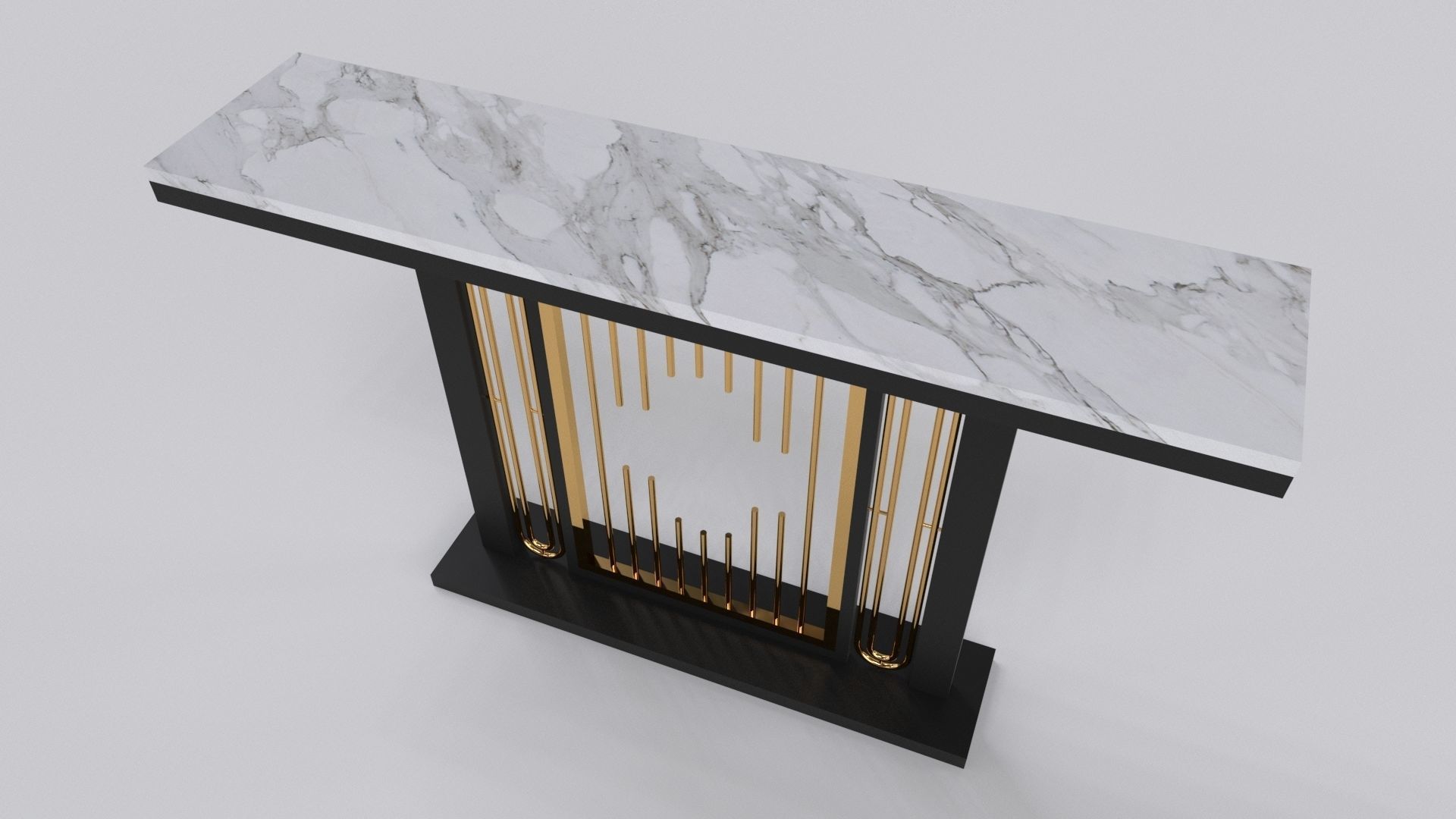 Console table minimalist modern with marble white carrara 3D model_8
