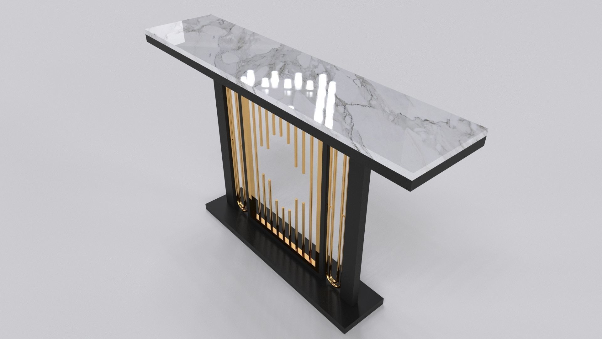 Console table minimalist modern with marble white carrara 3D model_2