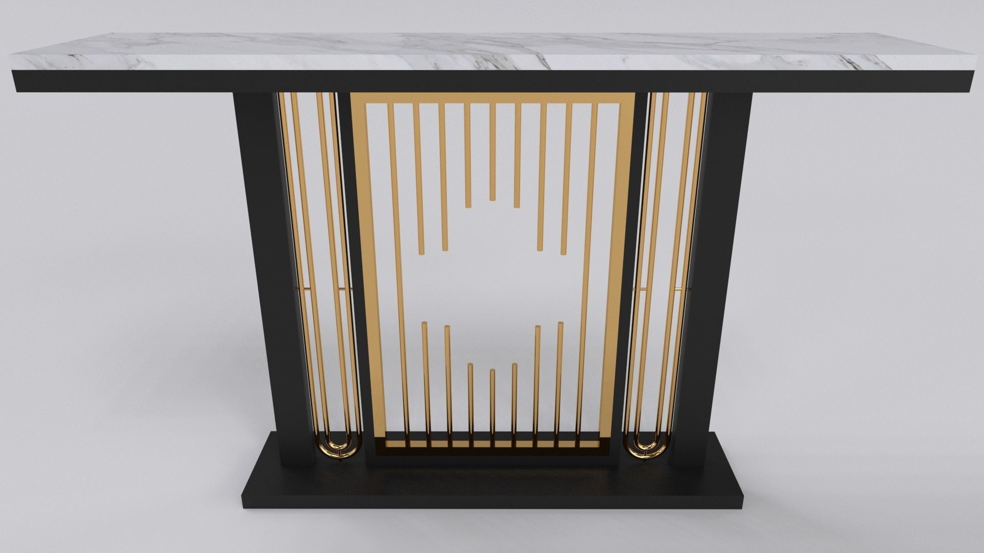 Console table minimalist modern with marble white carrara 3D model_1