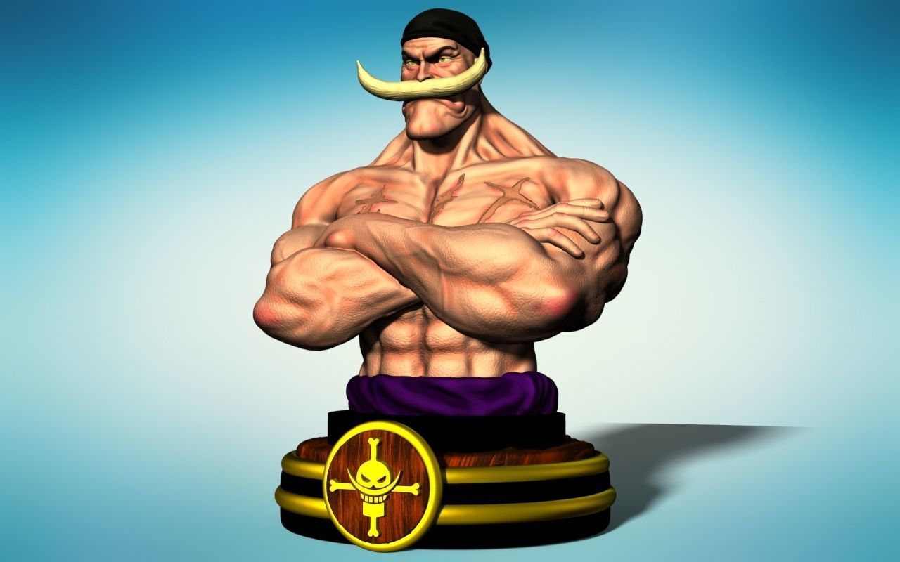 BARBABLANCA WHITE BEARD SHIROHIGE EDWARD NEWGATE BUST ONE PIECE  3D print model_3