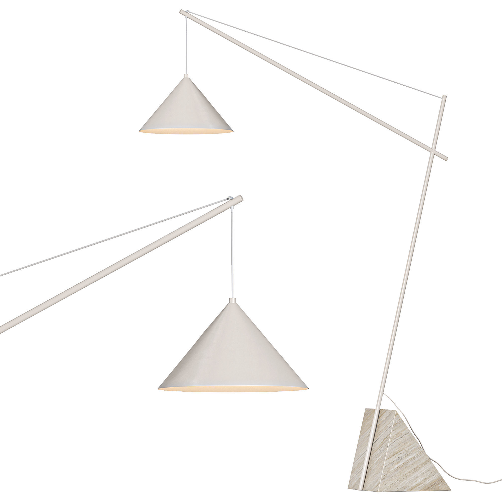 Grande liseuse avec pied en travertin Reyna 3D model_1