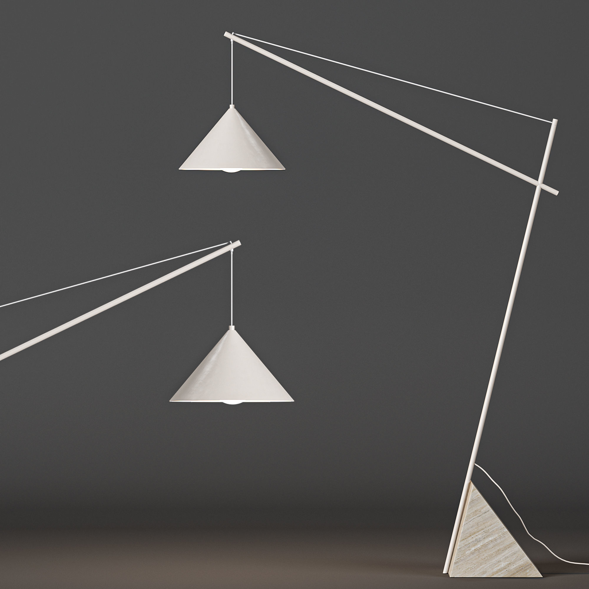 Grande liseuse avec pied en travertin Reyna 3D model_8