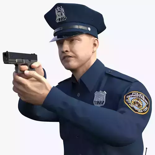 NYPD Police Officer Aiming Pose Fur