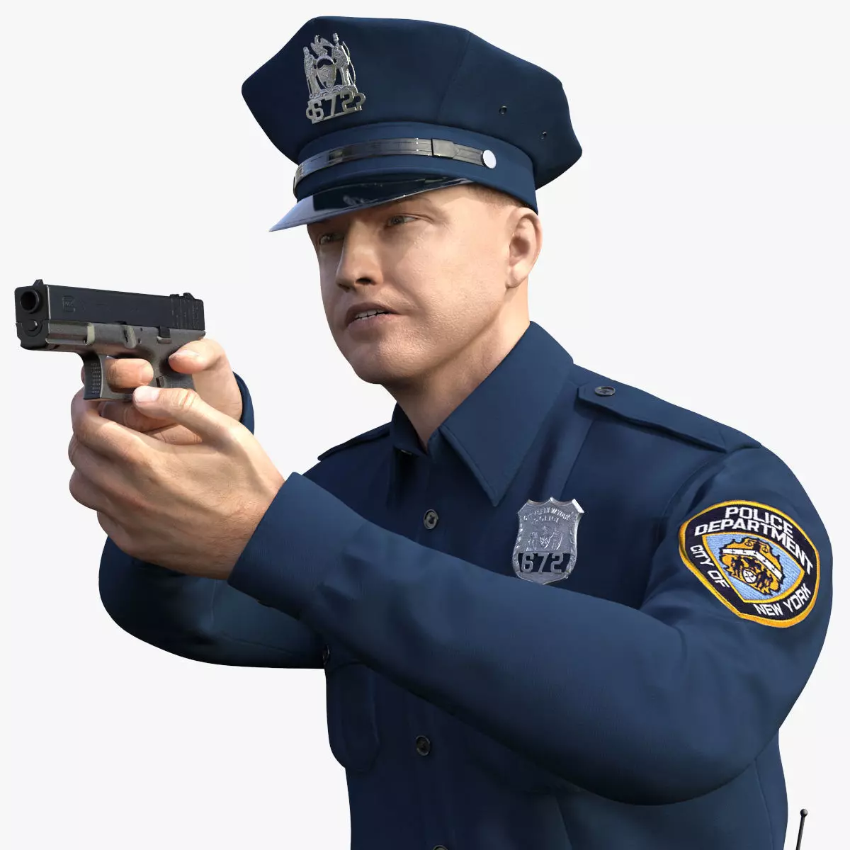 NYPD Police Officer Aiming Pose Fur 3D model